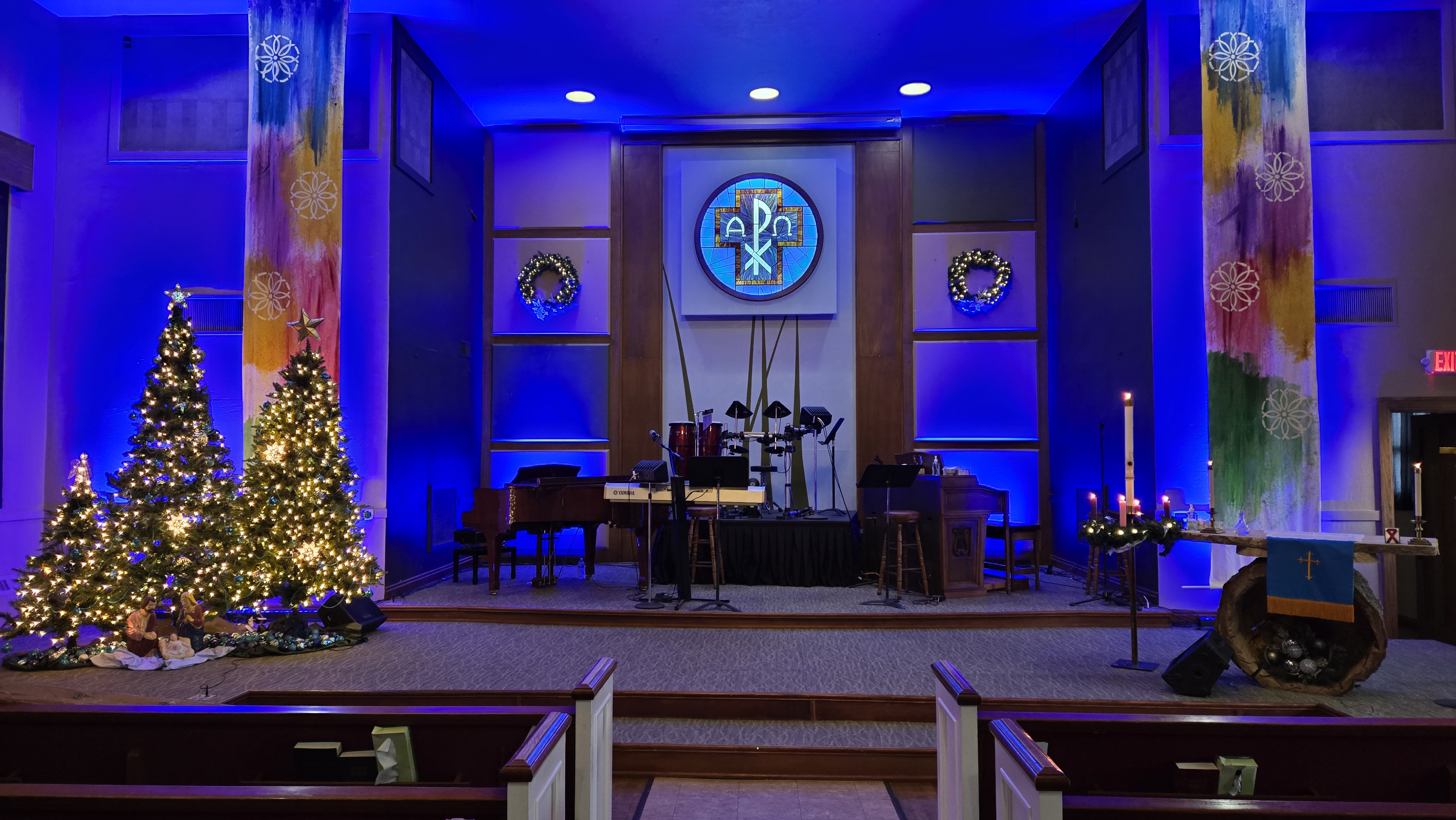Table of Hope MCC chancel decorated for Christmas